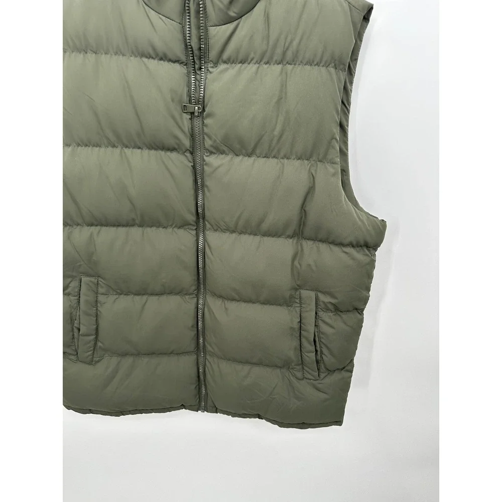 Spire Men's Olive Green Puffer Vest Quilted Full Zip Gorpcore Outdoor Utility